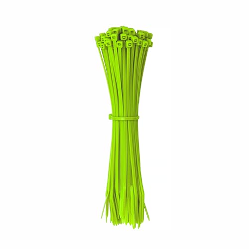 ERKO Bridas Plastico Verde Limón Claro 200 x 3,6 mm 100 unidades, para marcar, jardinería, decoración, proyectos de manualidades y gestión de cables, para uso interior y exterior.