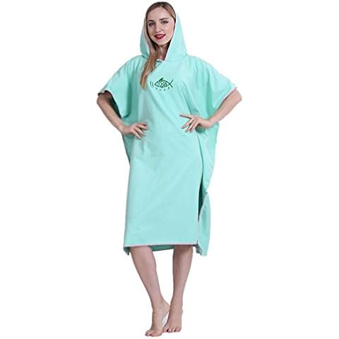 X-Labor Unisex Bath Poncho Beach Towel Microfibre Quick Drying Bath Robe Poncho with Hood Bath Towel Bath Towel Swimming Surfing Beach Diving Beach Resort - Green - X-Large Cover