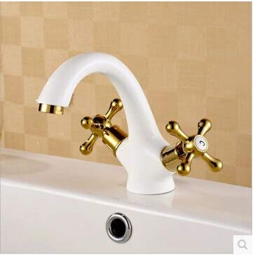Robinet de lavabo en laiton blanc et or style rétro chic
