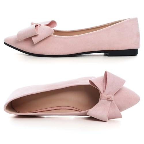 Image of TN TANGNEST Flats Shoes Women Comfort Casual Loafers | Classic Pointed Toe Bowknot Flats Cute Slip On Flats, Wear to Work Travel Walk