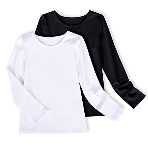 Mädchen 2 Pack Top- T-Shirt Langarm Weiß Schwarz Beiläufig Schule Gr....