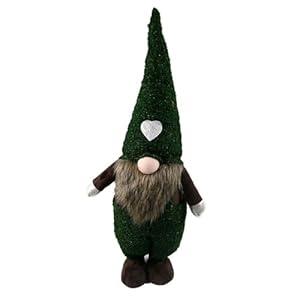 Galt International Gnome with Heart Hat Christmas Tabletop Figurine – 26″- Green and Brown