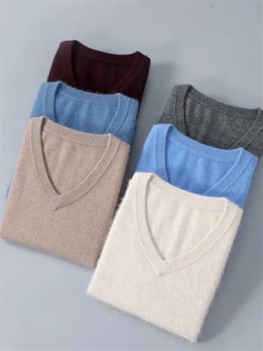 Dninmim Men V-Neck Sleeveless Sweater Vest Solid Loose Warm Knit Waistcoat Tops3