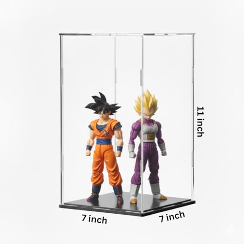 Image of RAPAL 7 x7 x 11 inch Display Case for Collectibles SELF Assemble Clear Acrylic Display Box with Wooden Base Alternative Glass Case for Display Action Figures Home Storage