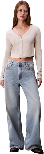 Cardigan Calvin Klein de punto para mujer con botones y woven label 4
