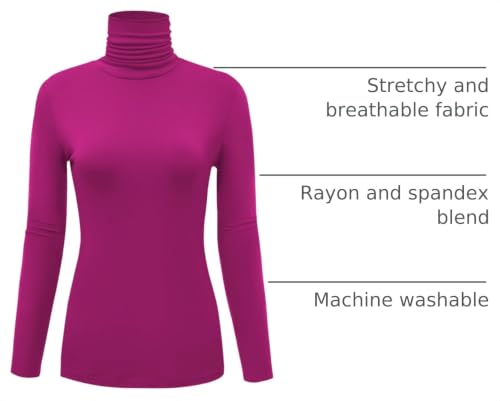 Image of AUHEGN Women's Long Sleeve Lightweight Turtleneck Top Slim Fit Pullover T-Shirt (S-XXL)