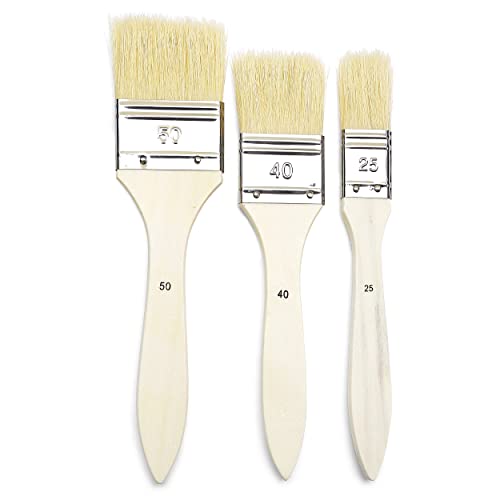 Pébéo 950450 - Pincel con Mango Largo (Lote de 3 Unidades), Color Blanco