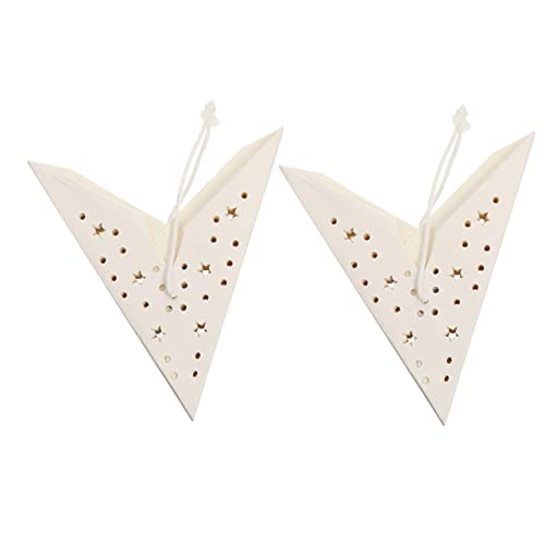 HOMSFOU Lot de 2 abat-jours en papier à suspendre en forme d'étoile blanche - Housses de rechange pour décoration de Noël - Léger et facile à installer