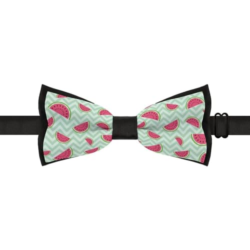 GoasNei Watermelon in Green Stripes Bow Tie for Men Adjustable Necktie Funny Tie Neck Ties for Weddings Party