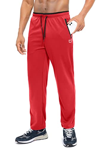 G Gradual Men's Sweatpants With Zipper Pockets Open Bottom Athletic Pants For Men Workout, Jogging, Running, Lounge (Red, Xx-Large) #TOP7
