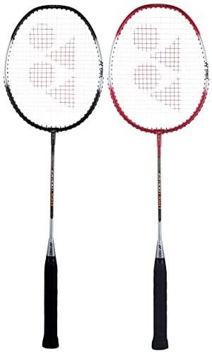 Image of Yonex ZR 100L Aluminium Strung Badminton Racquet with Full Cover (Black) & ZR 100L Aluminium Strung Badminton Racquet with Full Cover (Red) Combo