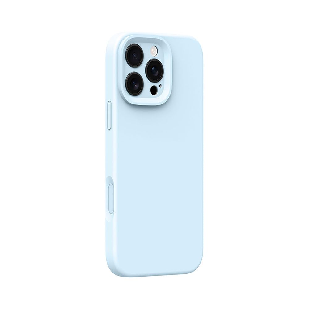 Coque silicone liquide pour iPhone 16 Pro Max bleu ciel antichoc