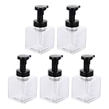 BAZEITFLOW Dispensador de Jabón Transparente 250 Ml Botella con Bomba Negra 5 Unidades Dosificador de Espuma para Baño y Cocina Adecuado para Gel de Ducha y Loción