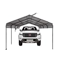 12x20 FT Anthracite Heavy Duty Metal Carport, Galvanized Steel Roof with Enhanced Base, Outdoor Shelter for Cars Trucks Boats, Weather Resistant Car Port
