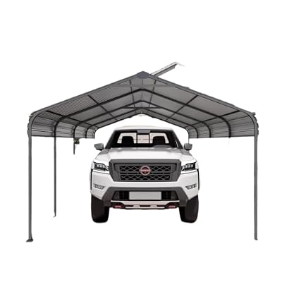 12x20 FT Anthracite Heavy Duty Metal Carport, Galvanized Steel Roof with Enhanced Base, Outdoor Shelter for Cars Trucks Boats, Weather Resistant Car Port
