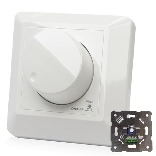 Regolatore di luminosità LED GOMETY, 230V, interruttore dimmer da incasso per lampade LED 5–300W, interruttore dimmer a taglio di fase per LED dimmerabili, lampadine a incandescenza e lampadine