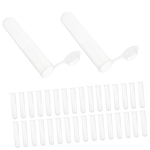 Garneck 50pcs Plastic Testing Tubes Lids Sample Storage Vials for Liquid Powder Lab Easy to Carry