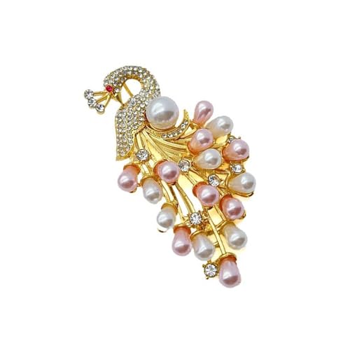 Elegante broche de pavo real para mujer y diseño de perlas, accesorio de moda para bodas y cumpleaños, accesorio de fiesta de noche