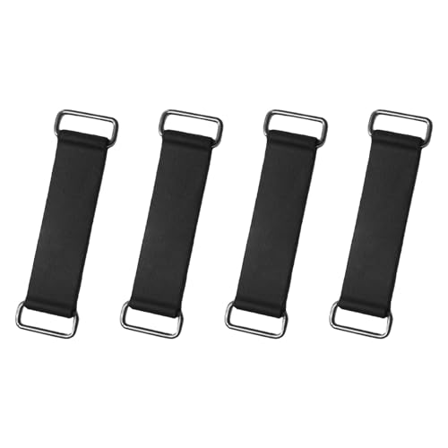 Hirificing 4 x Gummibänder, Batteriekasten, Spanngurt, dehnbarer Batterie-Spanngurt, Fester Gurt, Halter, Mopedgurt mit Metallschnallen, für ATV, Roller, Motorrad, Zubehör, Teile, Schwarz