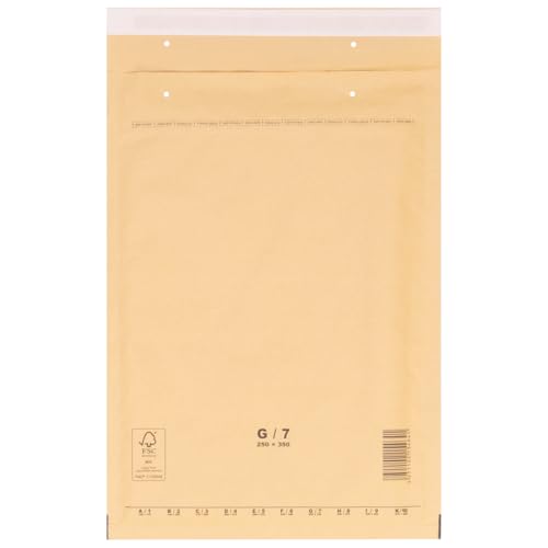 verpacking Luftpolstertaschen Versandtaschen Luftpolsterumschlag G7, Innenmaß 230 x 340 mm (Außenmaß 250 x 350 mm) Braun Polsterumschläge selbstklebend geeignet für DIN A4+ C4 (50 Stück)
