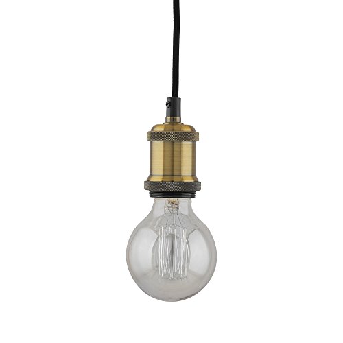 Image of Homesake 40W E26 / E27 Industrial Light, Hanging Vintage Edison Pendant Lamp, Metal, Antique Brass (Gold).