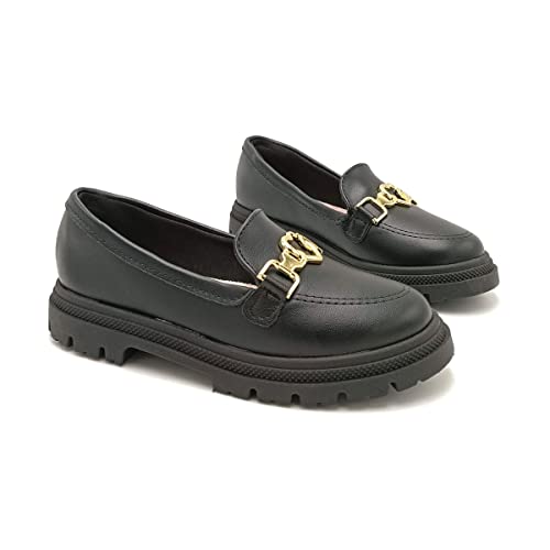Sapato Mocassim Loafer Infantil Menina Molekinha Com Fivela Preto 32