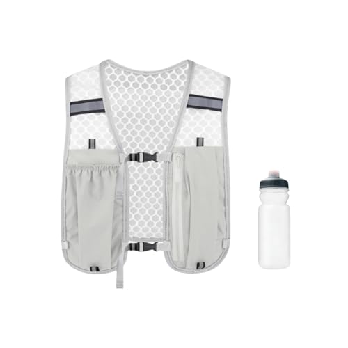 自転車 リュック トレイルランニングパック アウトドア登山ベストパック サイクリングリュック【携帯ポーチ付き 多機能収納 調整可能 胸部抗振動 二重バックルデザイン 超軽量 反射素材 通気性 防水】多機能水筒を含む多ポケット設計、水かけ防止処理自転車 登山