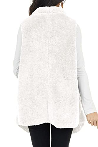 Reachme Womens Sleeveless Sherpa Vest With Pockets Lapel Open Front Fleece Fuzzy Vest Faux Fur Cardigan Vest thumb #1