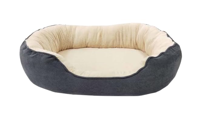 Cutepups Round Dog Polycotton Bed (Small Size Black And Cream Color) Cutepups Round Dog Polycotton Bed (Small Size Black And Cream Color)