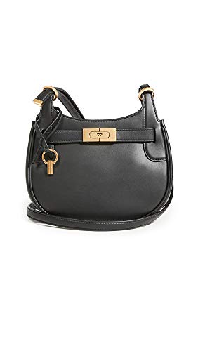 Tory Burch Women's Lee Radziwill Small Saddlebag, Black, One Size