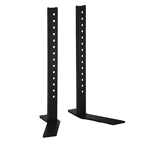 Image of SAFWE TVBS 4055 Universal Metal Tabletop TV Stand Base | Compatible with Most 32 to 55 Inch LCD LED Televisions | Unique Feet Design | 200 to 400 mm VESA Support | Holds up to 50 Kg (Black)