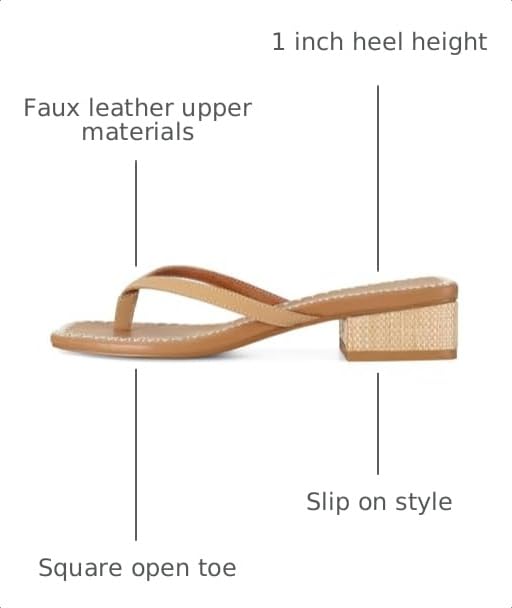 Image of DOEYG Raffia Heels Sandals Summer Beach Flip Flops Heels Square Open Toe Heeled Sandals Dressy Comfortable Slip on Thong Sandal