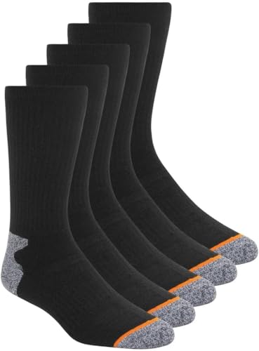 Weatherproof Vintage Mens Wool Blend Crew Socks Outdoor 5-Pair (US Numeric 6 12 Regular Regular Black)