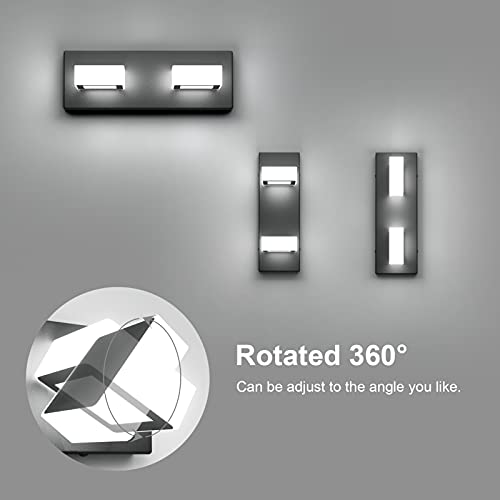 Image of Ralbay 2 Lights Black Modern Bathroom Vanity Light Acrylic LED Modern Black Bathroom Wall Lighting Fixtures
