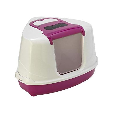 Moderna Corner Hooded Cat Litter Box, Pink Cover