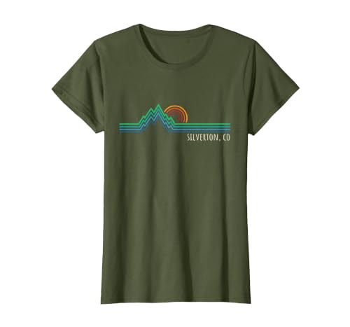 Silverton Colorado USA Retro Style Mountain Design T-Shirt, Women, Olive Green, 3X-Large