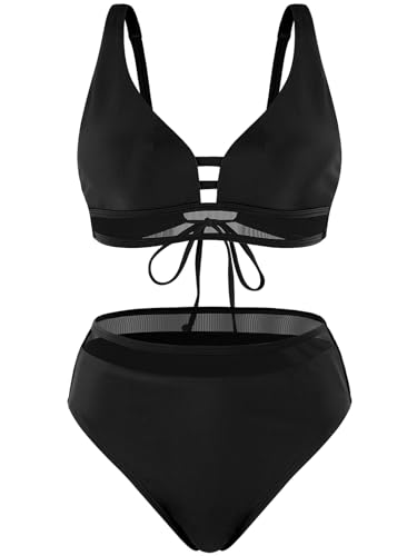 Ocean Blues Women's Triangle Bikini Set High Waisted Two Piece Bathing Suit Sexy Mesh Bikini4