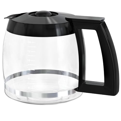 Image of 14-Cup Coffee Pot Replacement Carafe Glass Compatible with Cuisinart Coffee Maker Models DCC-2200, DCC-2600, DCC-2800, DCC-3200, DCC-3200P1, DCC-T20, Black