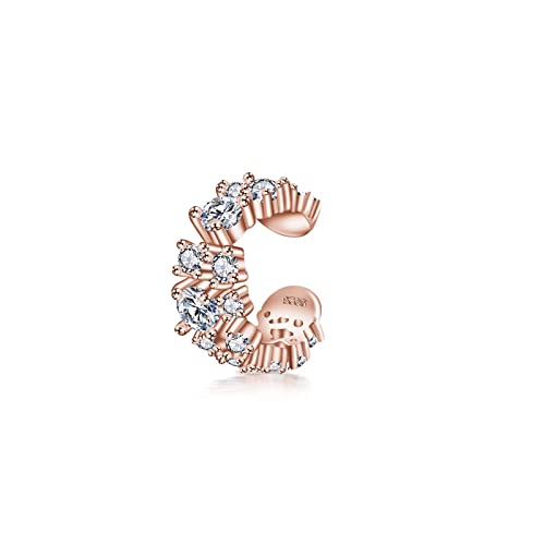 PHNIBIRD Ear Cuff Pendientes de plata 925 Esterlina con Zirconia oreja Falsa Piercing Joyería (B)