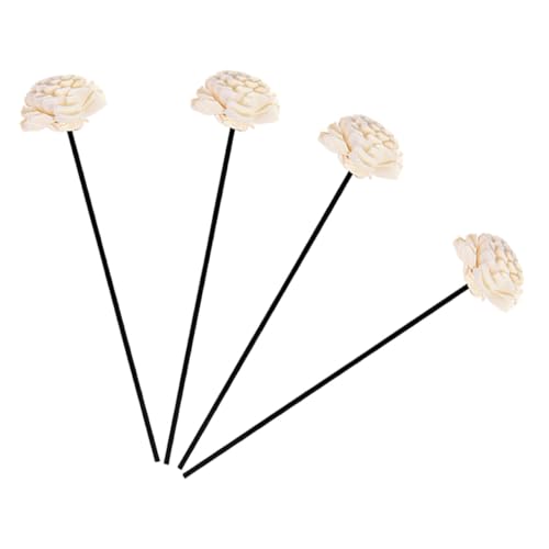 MOTHNUR Lot de 4 Bâtonnets Diffuseurs en Rotin Fleuris Noirs, Recharge pour Diffuseur D’huiles Essentielles, Tiges sans Flamme pour Parfum D’Ambiance,...