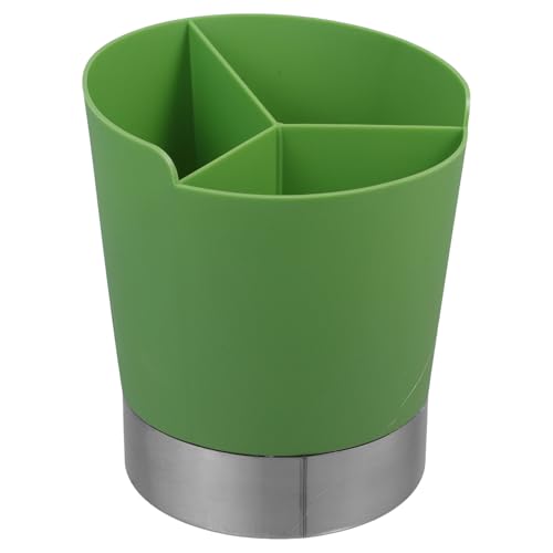 Cabilock Multi-compartment Utensil Holder Versatile Straw Dispenser Three Sections for Kitchen Counter Organization for Stirrers Spoons and Reusable Straws Easy to Clean Design