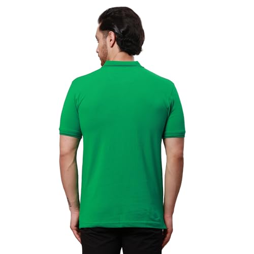 Image of Raymond Contemporary Fit Pure Cotton Solid Pattern Polo Neck Casual T-Shirt