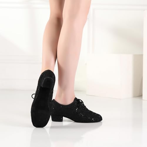 Women Ballroom Dance Shoes Lace up Latin Salsa Practice Dance Teaching Shoes,Model LPWMMD2