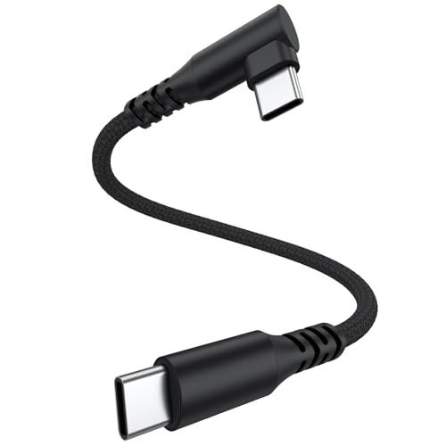 Image of Meliya USB-A to USB-C 90 Degree Angled Cable, Type-C Fast Charging Nylon Braided 3A Cord for iPhone 17 /16 /15 Pro Max Plus Air, Samsung Galaxy, Huawei, Xiaomi, Redmi, Google Pixel, OPPO-0.3M
