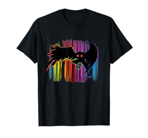 Mothman Rainbow Aurora Forest - Unique Cryptid Monster T-Shirt