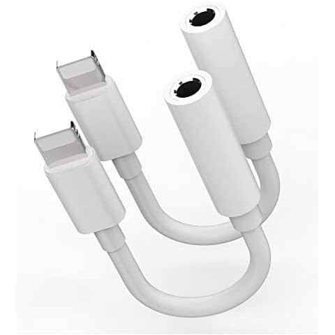 Iphone AUX Adapter for Headphone Jack Dongle Lightning to 3.5mm Splitter Cable Audio Cord Connector(2pack)Apple MFI Certified Music Earphone Converter for 11 12 13 14 Pro Max X SE 7 8 Plus Mini Ipad Cover