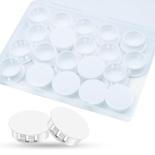 Image of 20Pcs 1 inch(25mm) White Plastic Hole Plugs, White Hole Plugs Hardware Plugs for Round Holes, Knockout Plugs Screw Hole Plugs for Reserved Holes in Kitchen Cabinet