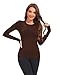 Tfovorlein Thermal Shirts for Women Long Sleeve Fitted Underwear Crewneck Fleece Lined Top Base Layer Undershirt for Winter Cold Weather with Thumb Holes Brown M
