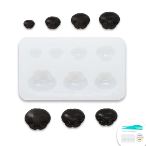 Image of Nuvretk 7 Cute Silicone Molds for Needle Felting - Dog Nose Shapes for Stuffed Animals, DIY Crafts, and Accessories (Triangle)