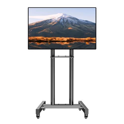 Carrello mobile TV per schermo LCD LED OLED 4K Smart Flat e Curvo, supporto da pavimento con ripiano per laptop e DVD, ruote di bloccaggio fino a 29,9 kg, VESA 400 x 400 mm